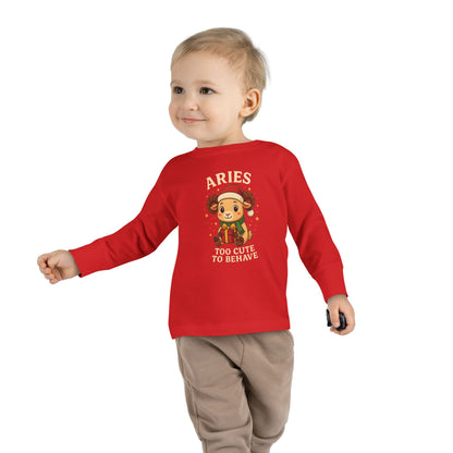 Aries Christmas-Themed Toddler Long Sleeve Tee