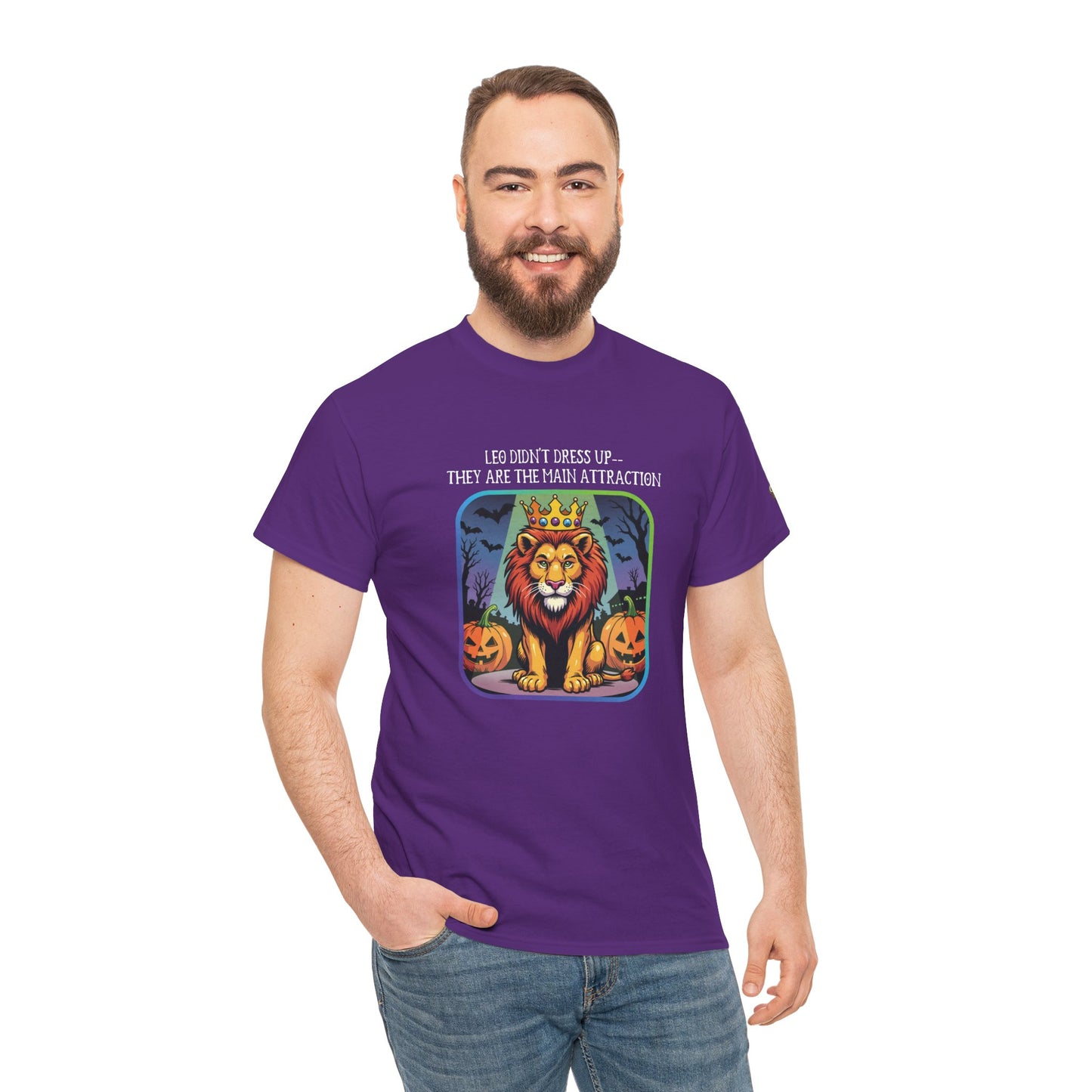 Leo Halloween Heavy Cotton Tee - Perfect for Men, Everyday Wear, Halloween Costume Alternative, Leo Gift