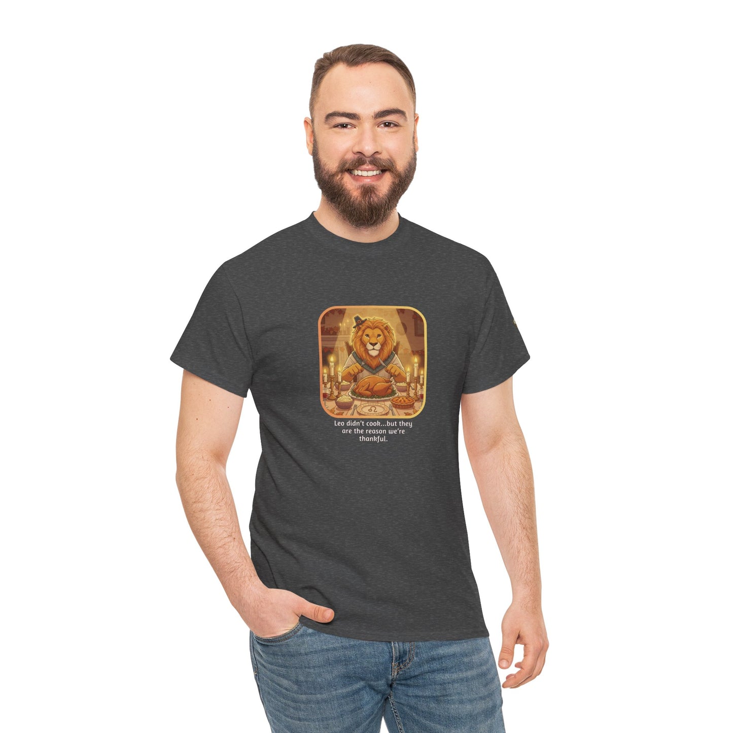 Leo Thanksgiving-Themed Unisex Heavy Cotton Tee