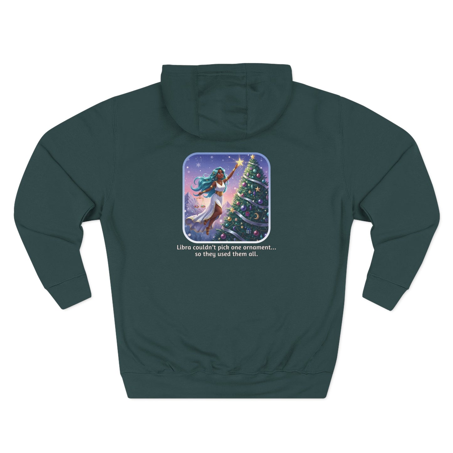 Libra Christmas-Themed Three Panel Fleece Hoodie for Her