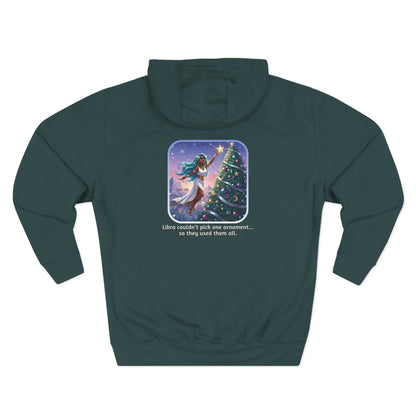 Libra Christmas-Themed Three Panel Fleece Hoodie for Her
