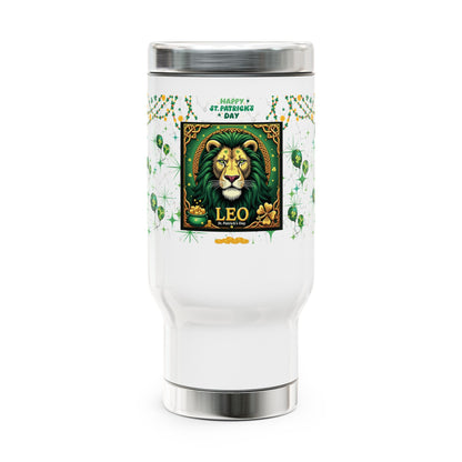 Leo Stainless Steel 14oz Travel Mug - St. Patrick's Day Design