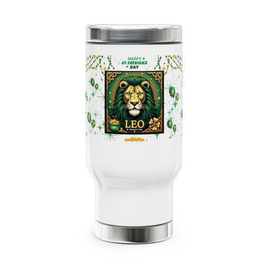 Leo Stainless Steel 14oz Travel Mug - St. Patrick's Day Design