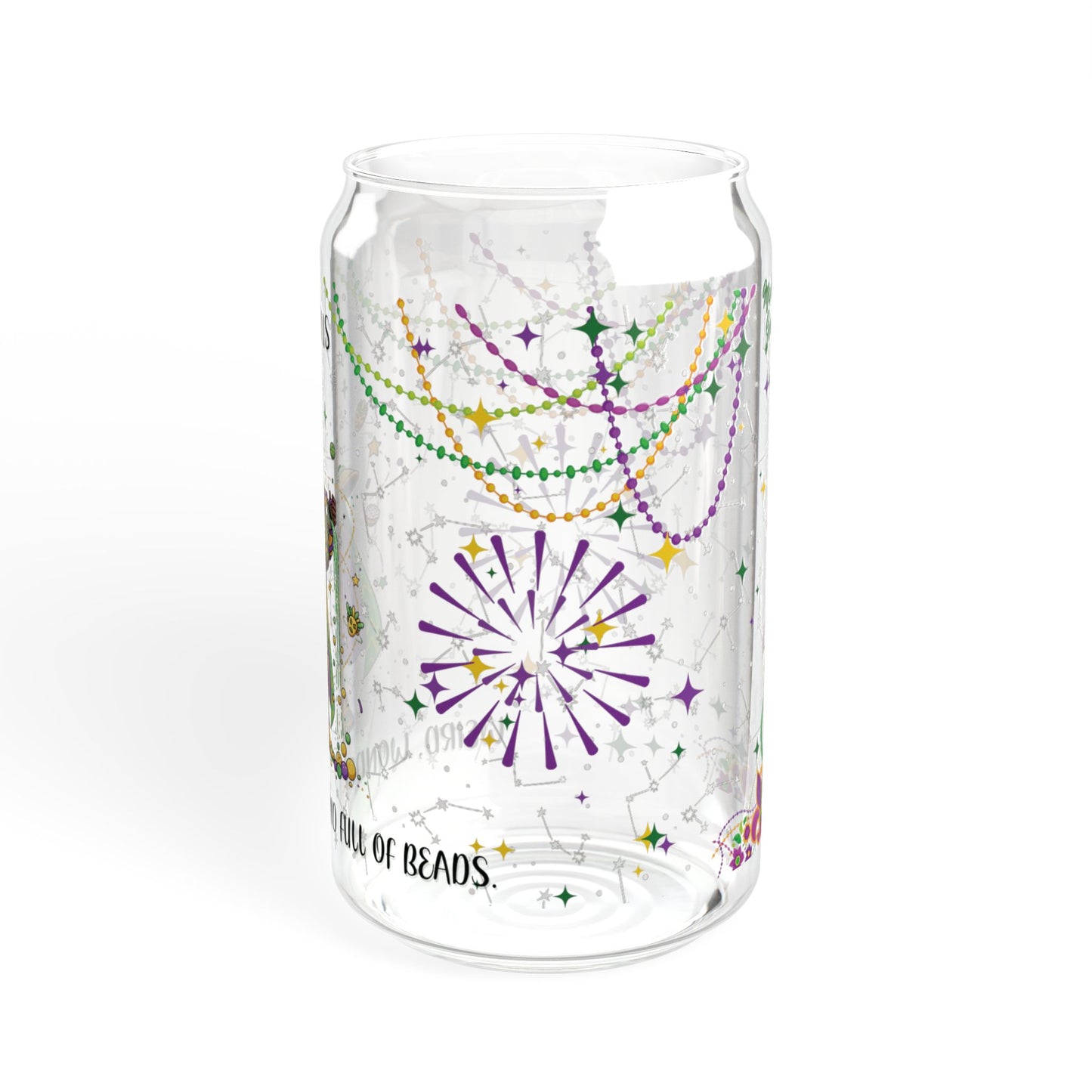 Aquarius Sipper Glass 16oz – Mardi Gras Design