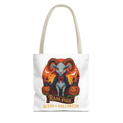 Aries Halloween Ram-Pire Queen Tote Bag, Spooky Aries Tote, Halloween Party Accessory, Gift for Aries,  Halloween Decor