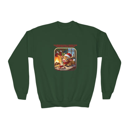 Taurus Christmas-Themed Youth Crewneck Pullover Sweatshirt