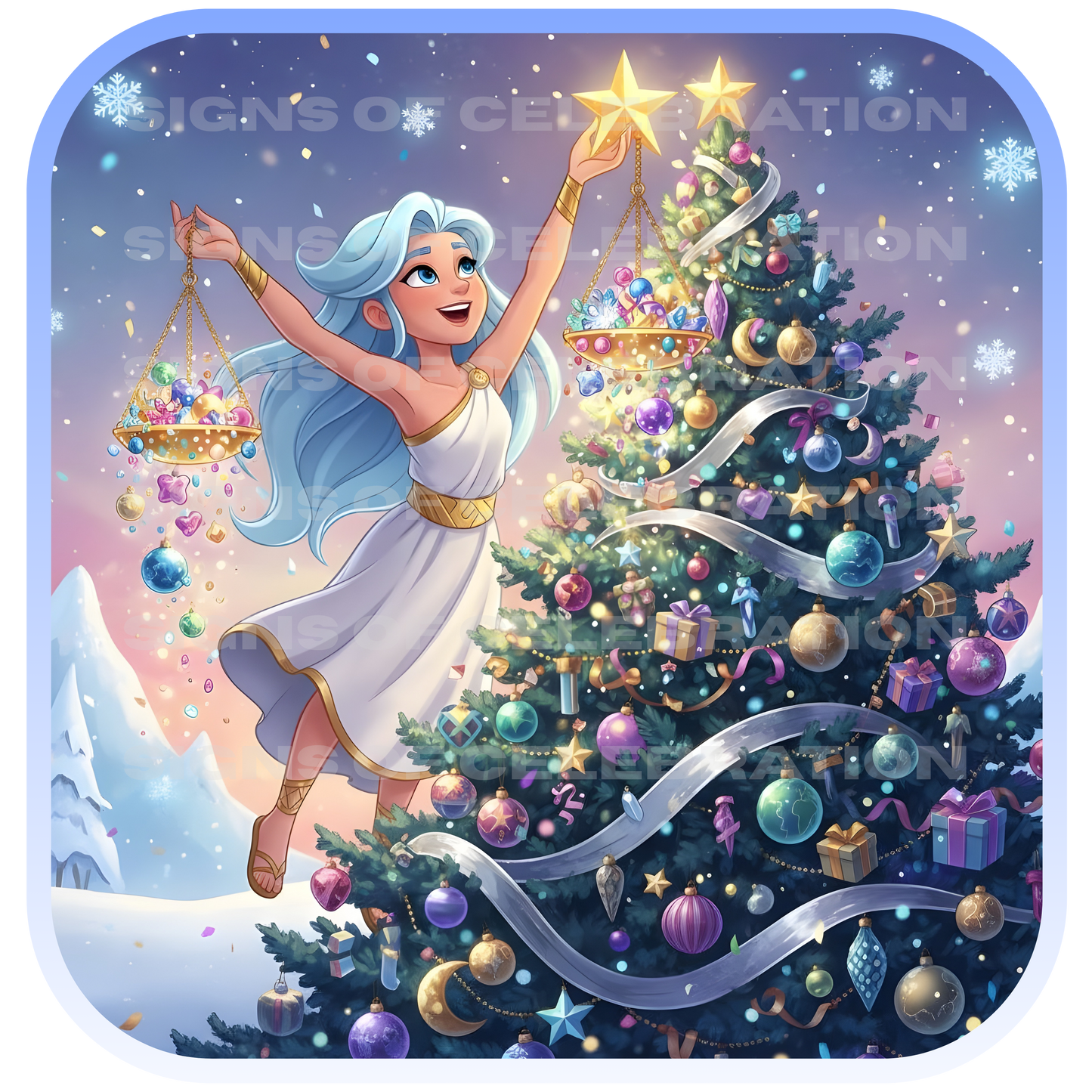 Libra #2 Christmas-Themed Three Panel Fleece Hoodie for Her