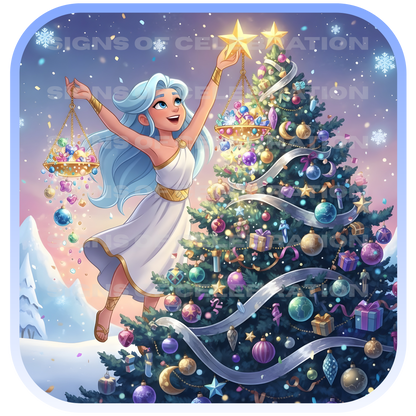 Libra #2 Christmas-Themed Three Panel Fleece Hoodie for Her