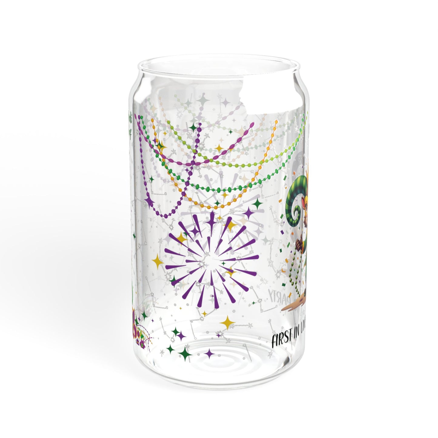 Aries Sipper Glass 16oz – Mardi Gras Design