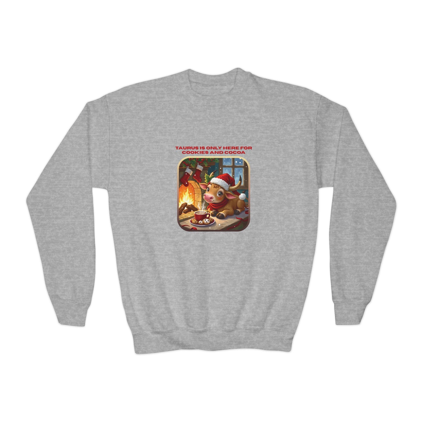 Taurus Christmas-Themed Youth Crewneck Pullover Sweatshirt