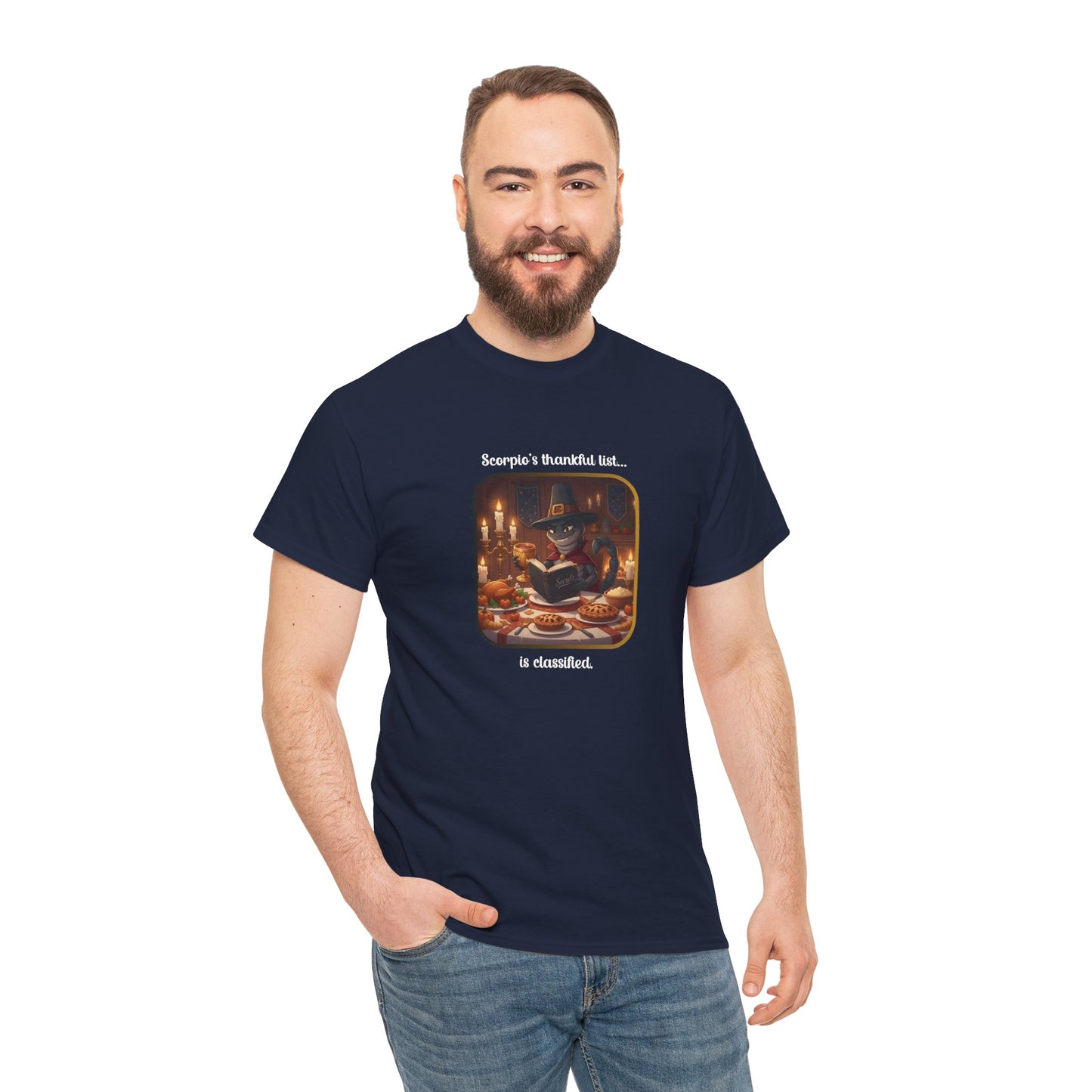 Scorpio Thanksgiving-Themed Unisex Heavy Cotton Tee