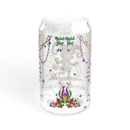 Aries Sipper Glass 16oz – Mardi Gras Design