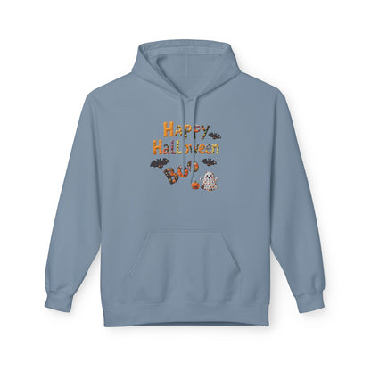 Halloween Boo Patchwork Fleece Hoodie, Unisex Sweatshirt