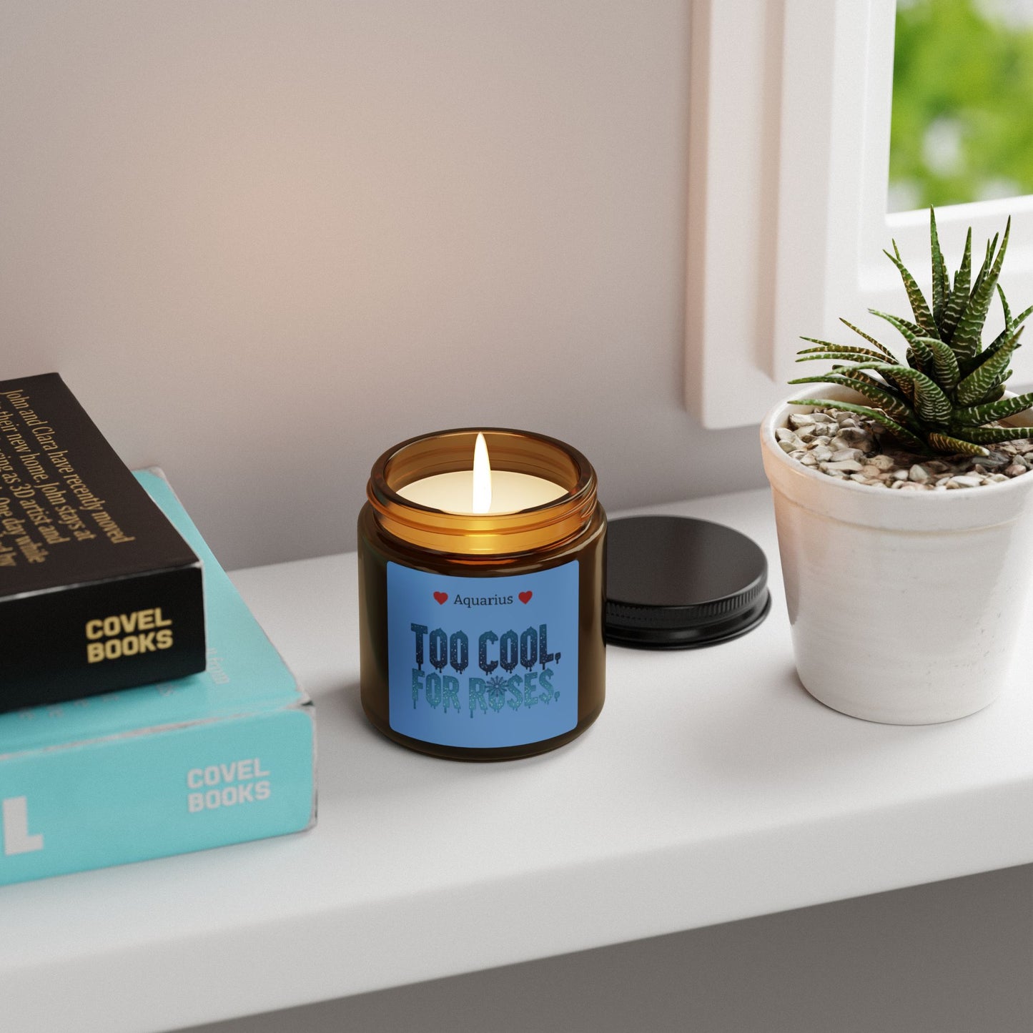 Aquarius 'Too Cool for Roses' Scented Soy Candle — Amber Jar