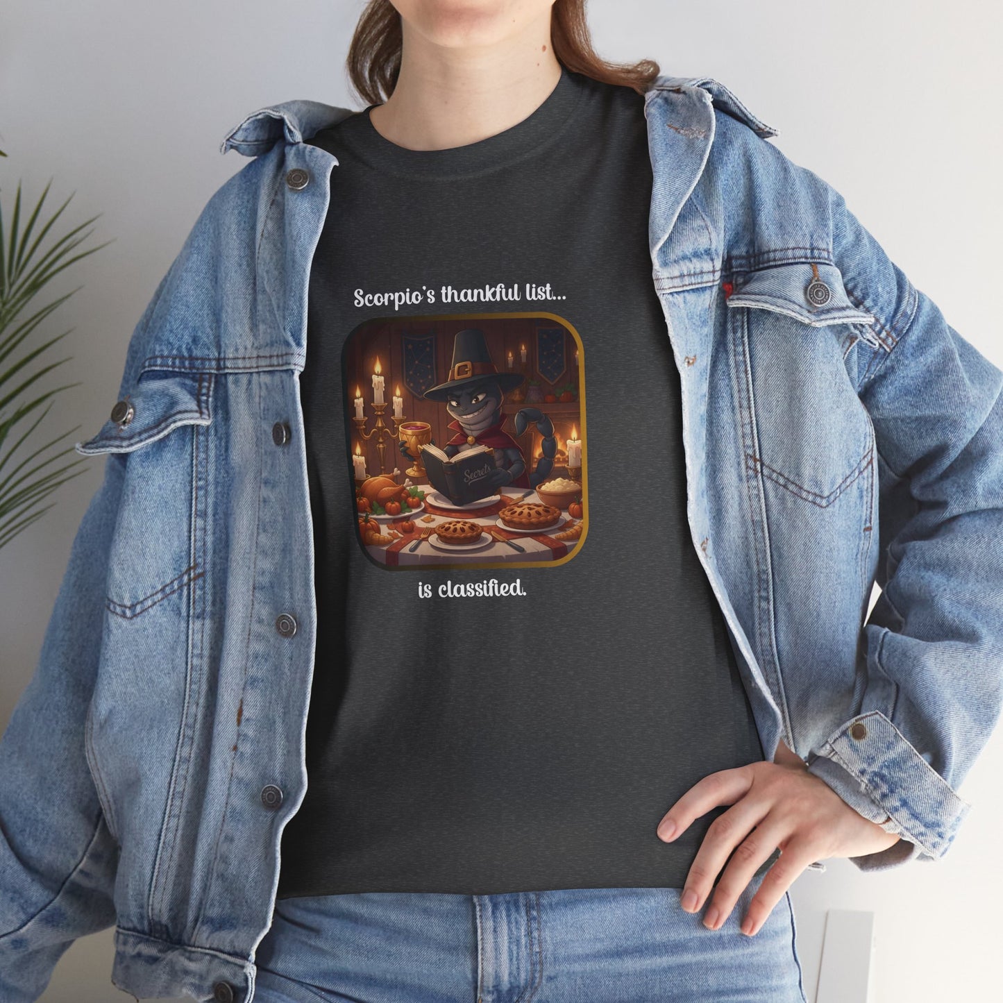 Scorpio Thanksgiving-Themed Unisex Heavy Cotton Tee