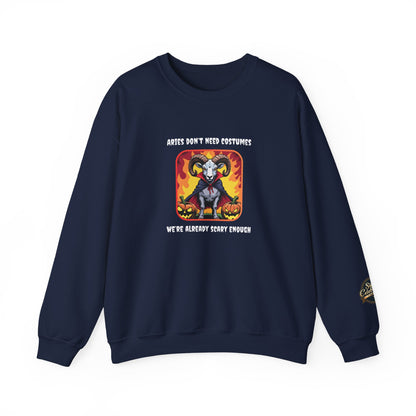 Halloween Aries-Inspired Crewneck Sweatshirt for Men - Perfect for Spooky Season, Aries Gift , Zodiac Gifts, Comfortable Style