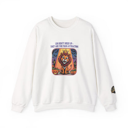 Leo Halloween Inspired Ladies Crewneck Sweatshirt, Cozy Astrology Gift, Halloween Apparel, Zodiac Inspired Clothing