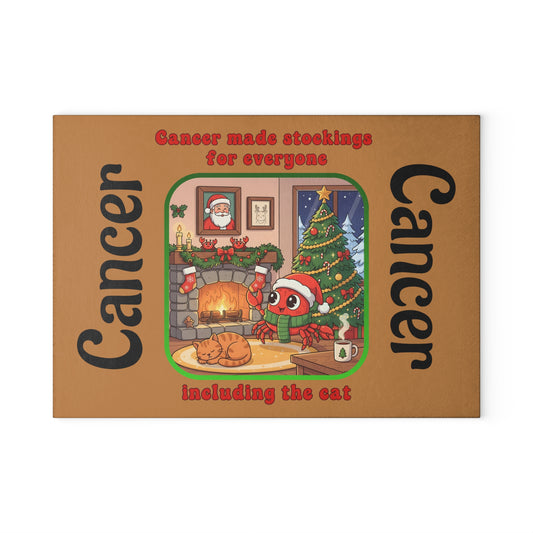 Cancer Christmas Glass Cutting Board