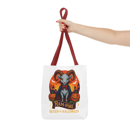 Aries Halloween Ram-Pire Queen Tote Bag, Spooky Aries Tote, Halloween Party Accessory, Gift for Aries,  Halloween Decor