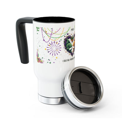 Pisces Stainless Steel 14oz Travel Mug - Mardi Gras Design