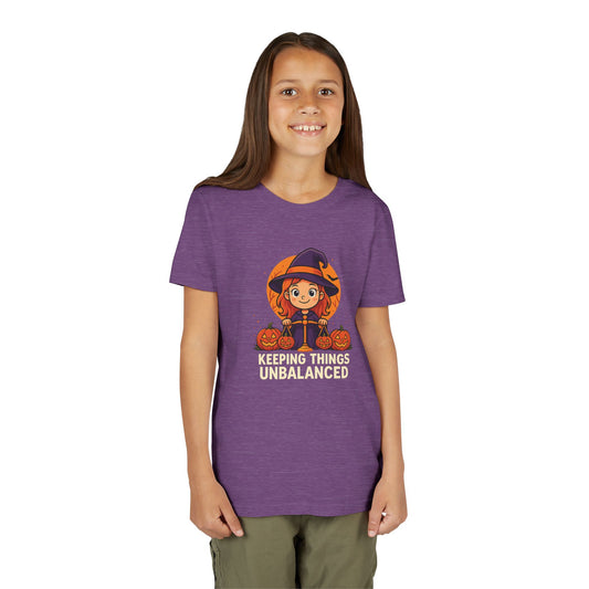 Libra Halloween Themed Youth Tee, Libra "Keeping Things Unbalanced" Design, Kids Halloween Shirt, Trick or Treat T-Shirt, Libra Zodiac Gift