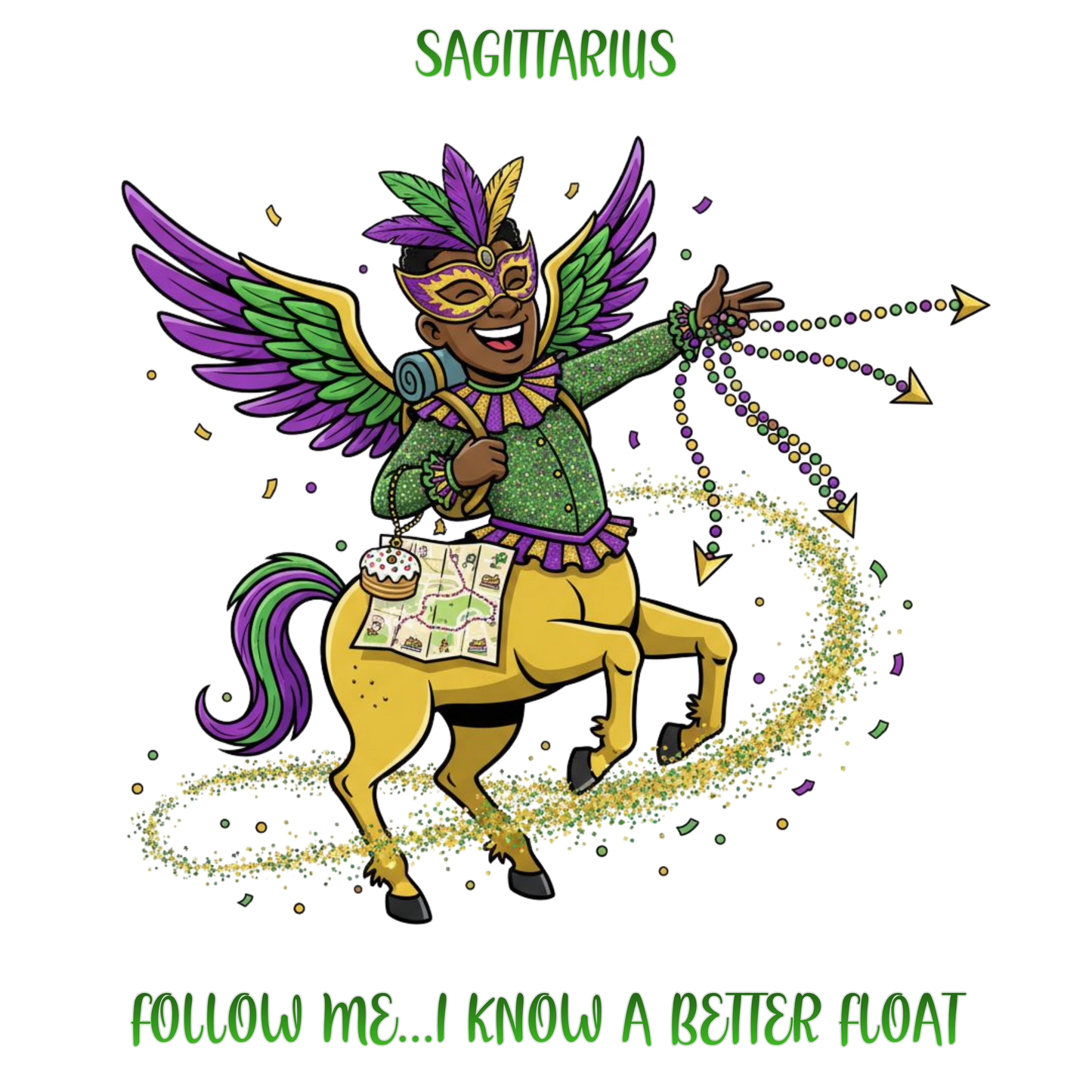 Sagittarius Mardi Gras Three-Panel Fleece Hoodie