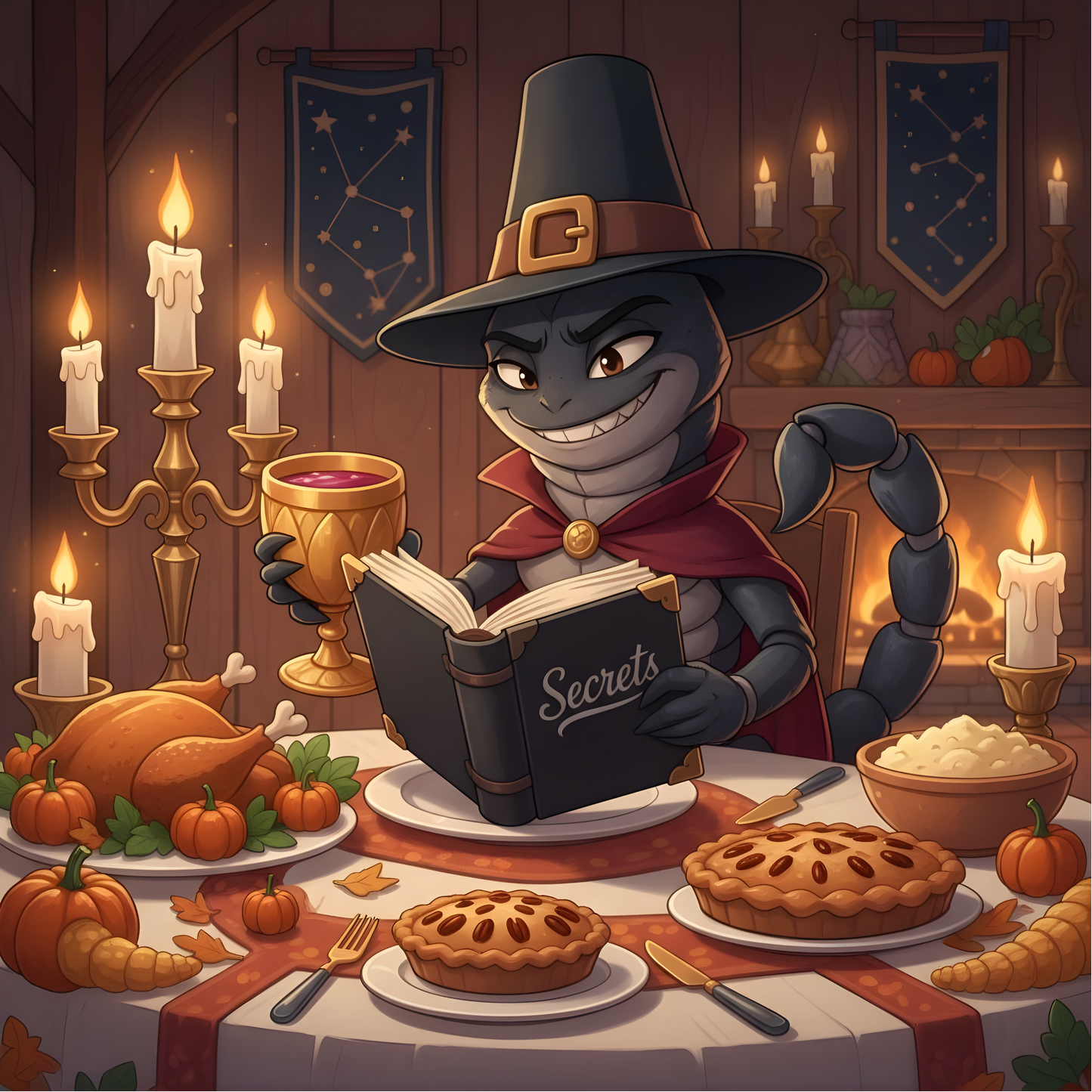 Scorpio Thanksgiving-Themed Unisex Heavy Cotton Tee